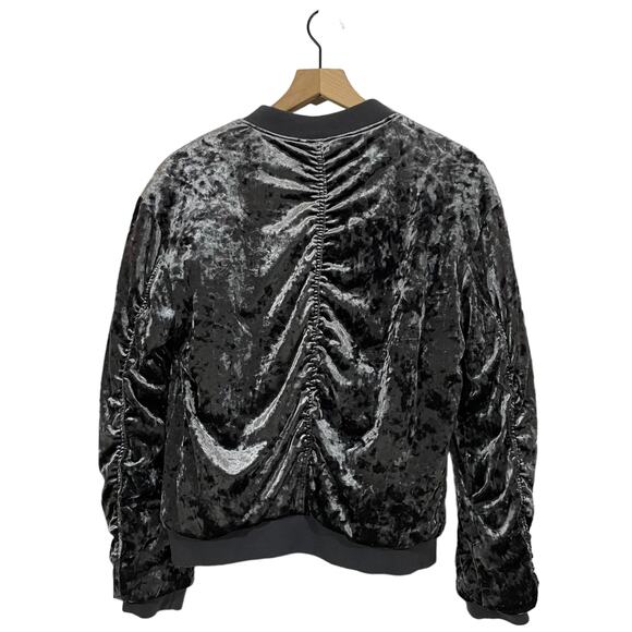 Charlotte Russe Velvet Bomber Jacket - Gray - Medium - Picture 11 of 11